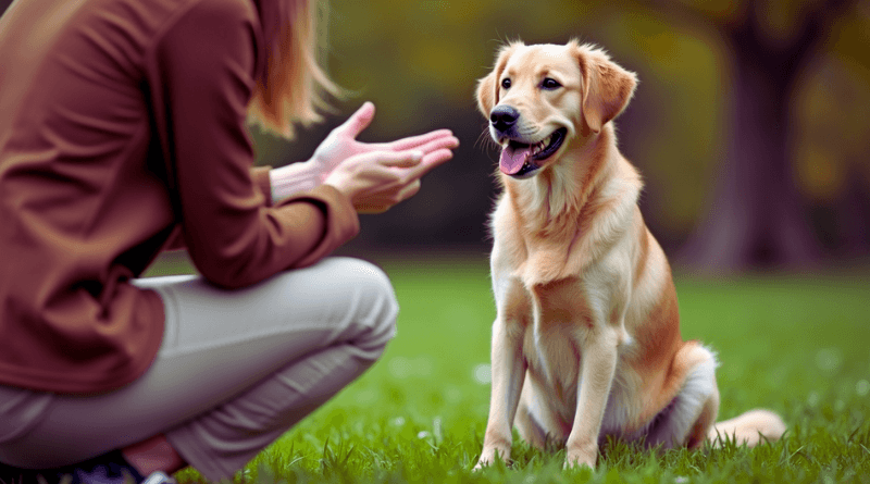 Happy dog practicing stay training at home with clear step-by-step guidance.